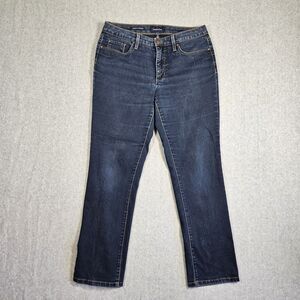 Charter Club Lexington Straight Jeans Womens Size 8S Dark Wash Blue Denim